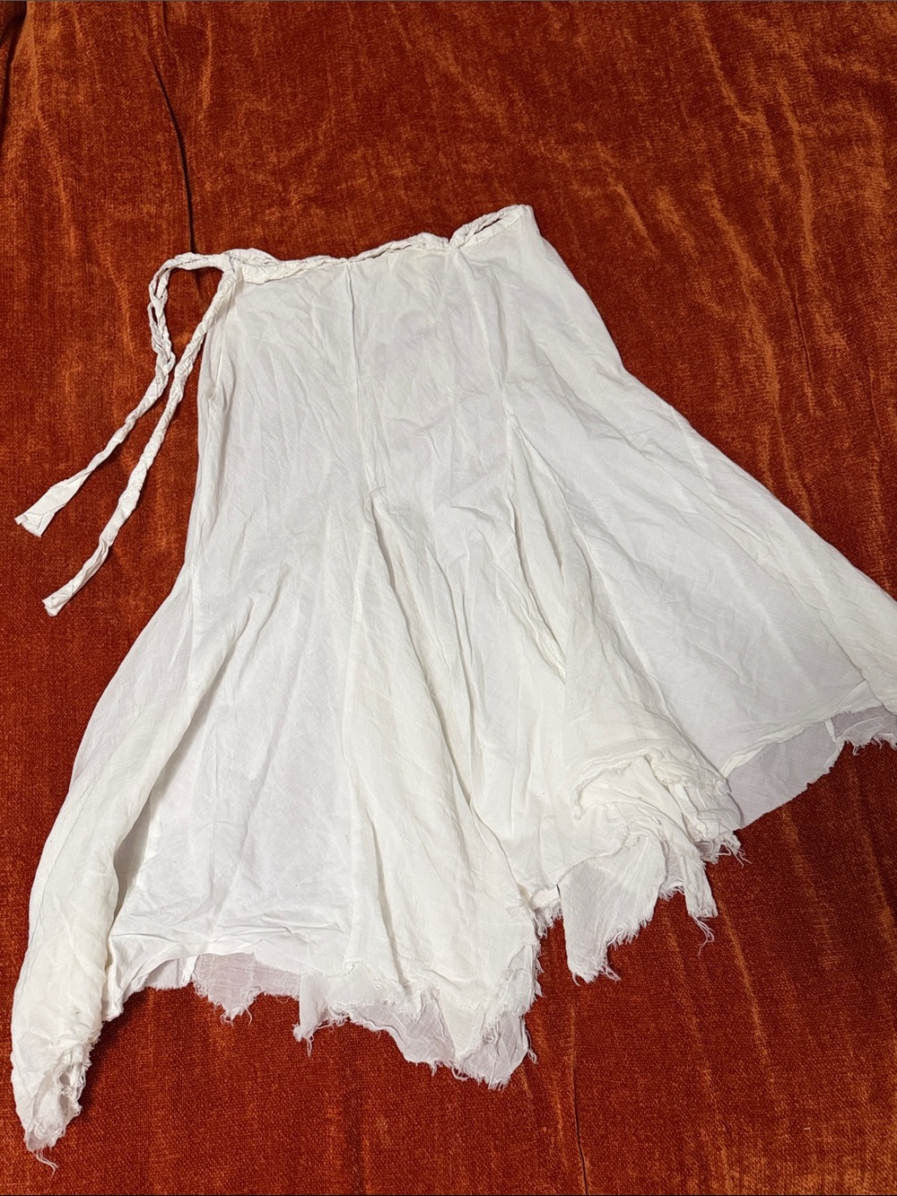 Vintage White Women's Flowy Boho Cotton Skirt | S